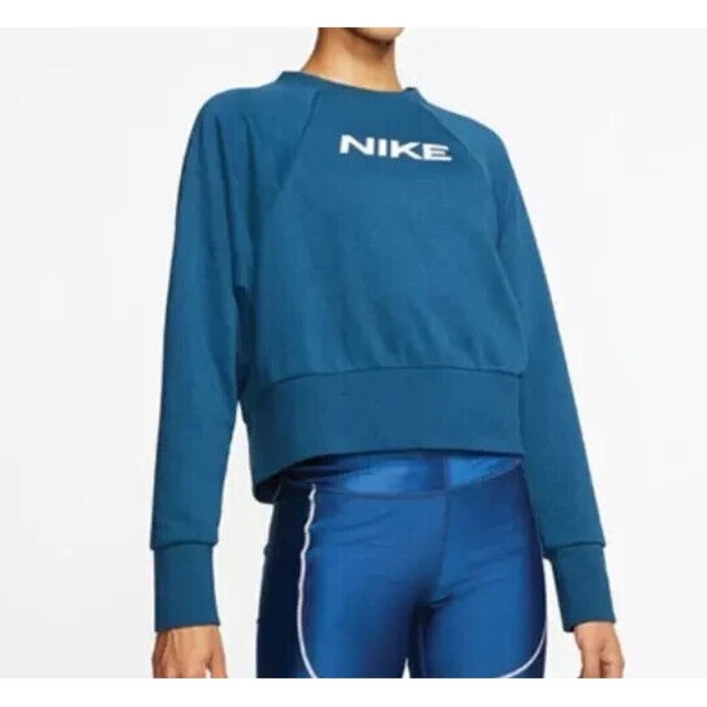 Sz 2X NIKE Women Get Fit LS Training Top Plus Blue DB4632-432 NWT